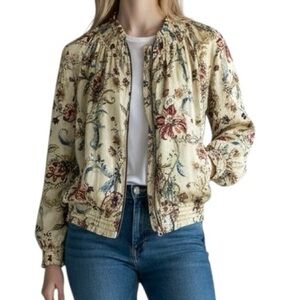 Chico's Silky Reversible Multicolor Floral Zipper Front Jacket Size S